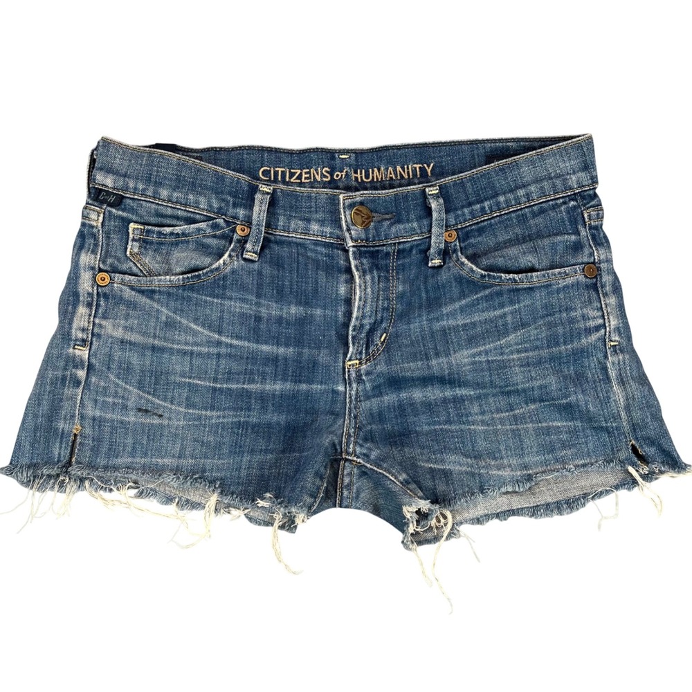 Citizens of Humanity Womens Shorts Blue Good Avedon Cutoff Raw Hem Summer 27